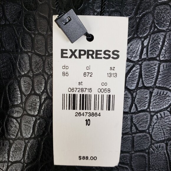 NWT Express Straight Pant Super High Rise Croc Embossed Vegan Leather Cropped 10 - Picture 8 of 15